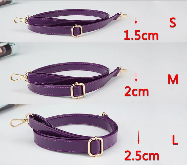 4 металлических цвета! Регулируемый сменный плечевой ремень из искусственной кожи, ремешки для сумок, ремней, 3 размера - Цвет: Purple