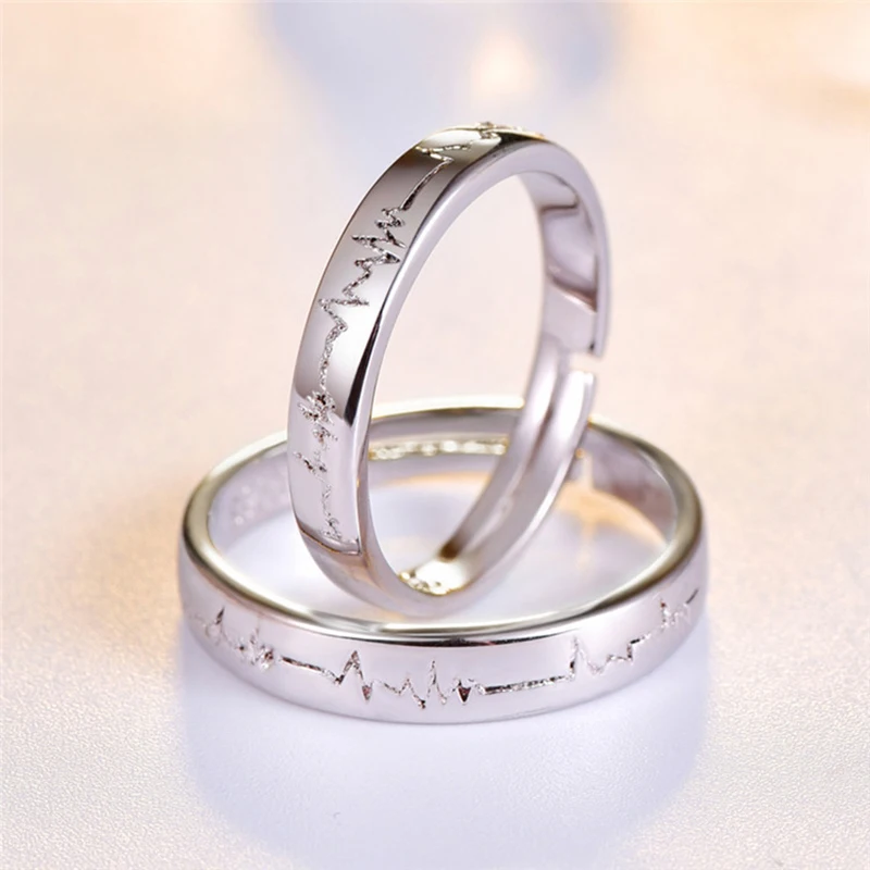 Personalized Stainless Steel ECG rings,Friendship EKG rings, Couple ring Wedding Ring ,Gift for her, Gift for men