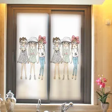 60*120 см оконная пленка, Электростатическая стеклянная пленка, скраб для ванной комнаты, наклейки для балкона, Солнцезащитная оконная наклейка, ручная роспись для девушек