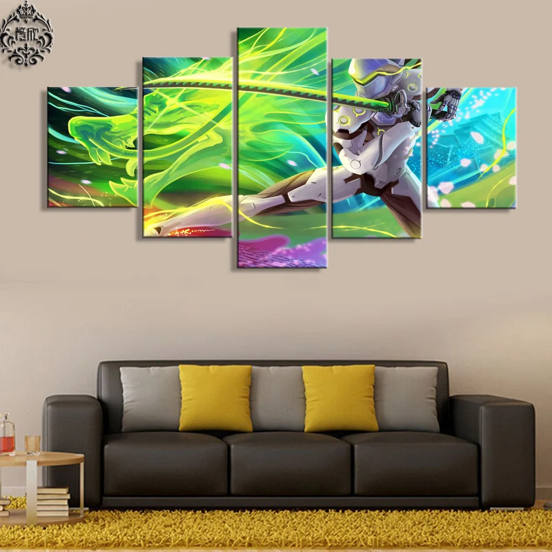 Настенные художественные картины Куадрос 5 шт. игровой постер Overwatch Genji живопись