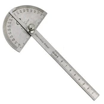 

Protractor Round Head Angle Finder Craftsman Rule Ruler Machinist Tool Professional 0-180 degrees Protractor 10cm Stainless