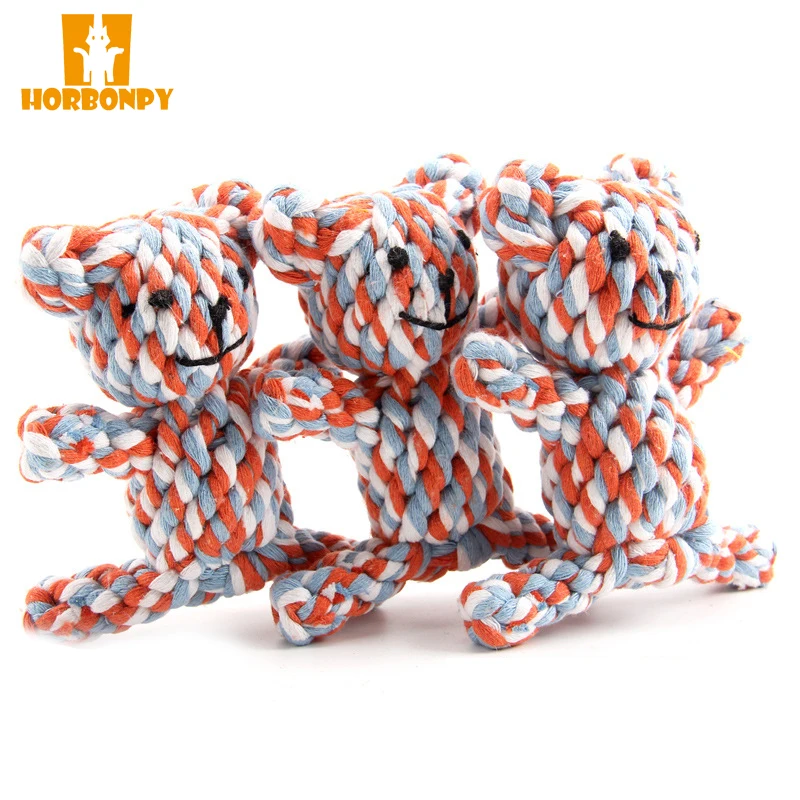 

HORBONPY Pet Resistant Bite Cute Braided Rope Toys Dog Chew Animal Bear Toy Strong Resistance to Bite Puzzle Molar Pet Puppy Toy