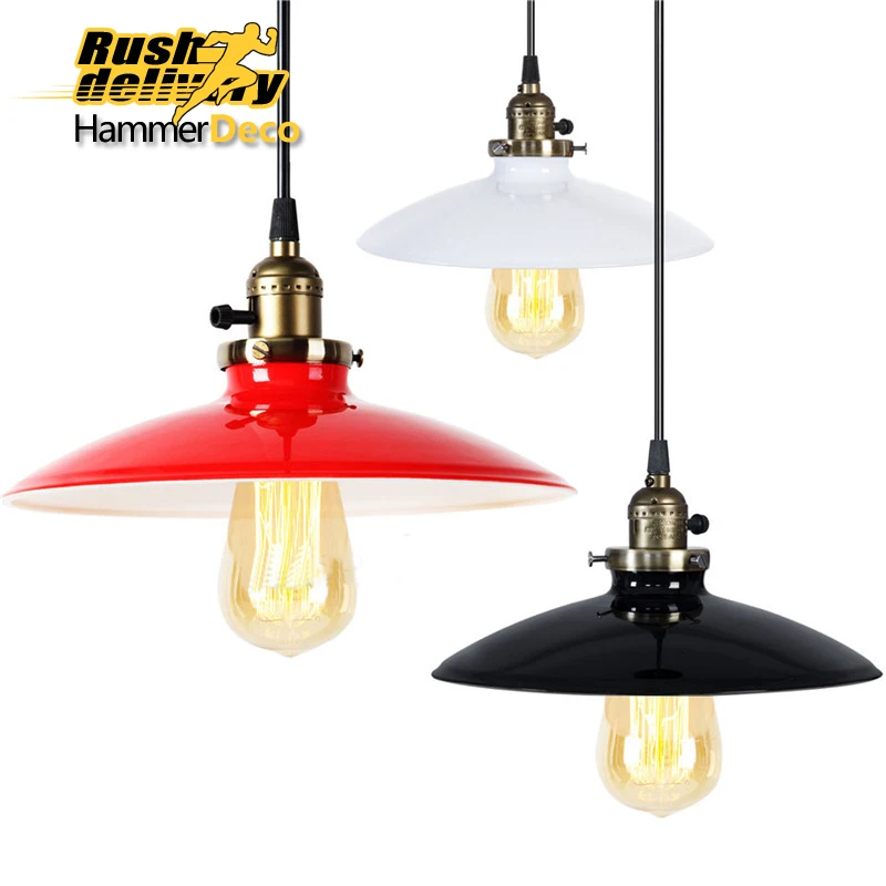 painted Iron Pendant Lighting Vintage Lamp Holder Incandescent Bulbs