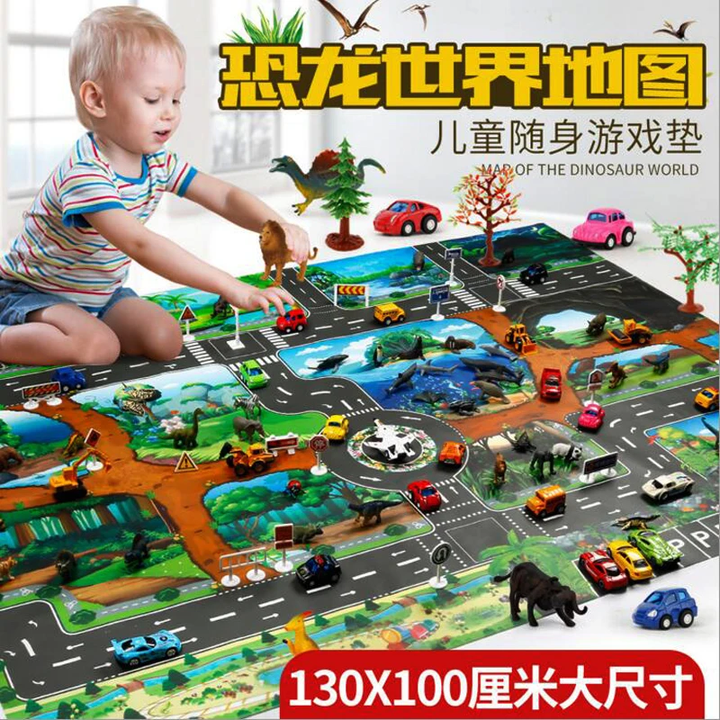 Детская игрушечная карта динозавра, коврик для ползания в помещении, игровой коврик 130*100 см, ролевые игры, Интерактивная игрушка для раннего образования, подарки для мальчиков и девочек