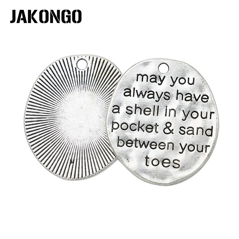 

JAKONGO Tibetan Silver Plated Shell in your Pocket Sand between Toes Charms Pendants Fit Bracelet Jewelry Making 29x26mm