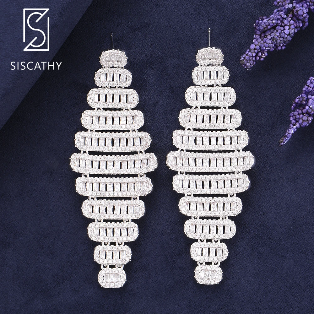 

Fashion Geometric Party Earrings Cubic Zirconia large drop dangle earrings For Women Bridal Engagementr Wedding Jewelry