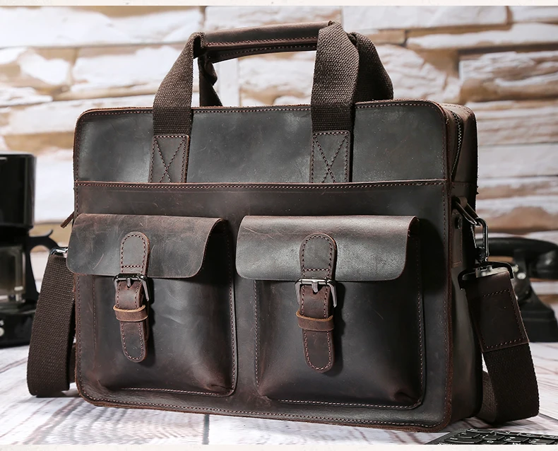 2017 Новый мужской портфель из натуральной кожи, для документов Компьютерная сумка через плечо винтажная Maleta бизнес воловья сумка для