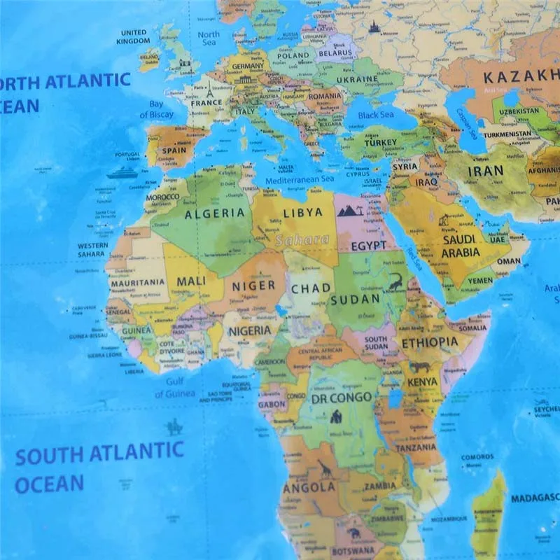 

MIRUI Scratch Edition world Map Travel World POSTER Map Oceans DIY kids