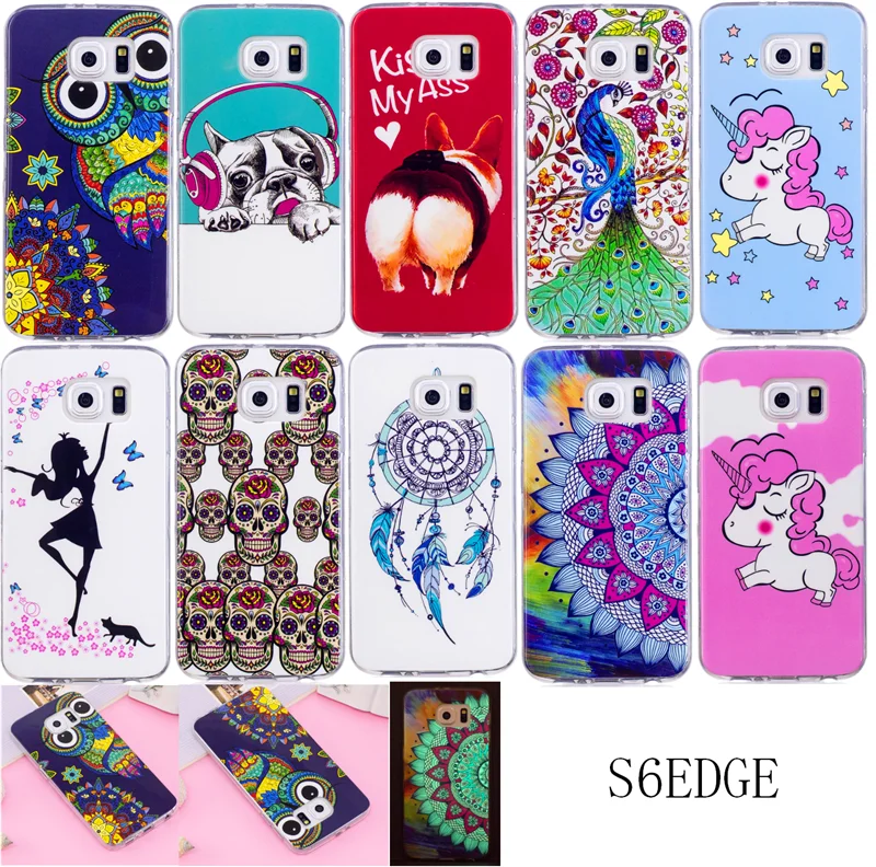 

For Samsung S6 Edge S6Edge Silicone Case Luminous Animal Anime TPU Gel Back Cover Phone Case for Samsung Galaxy S6 Edge G925F