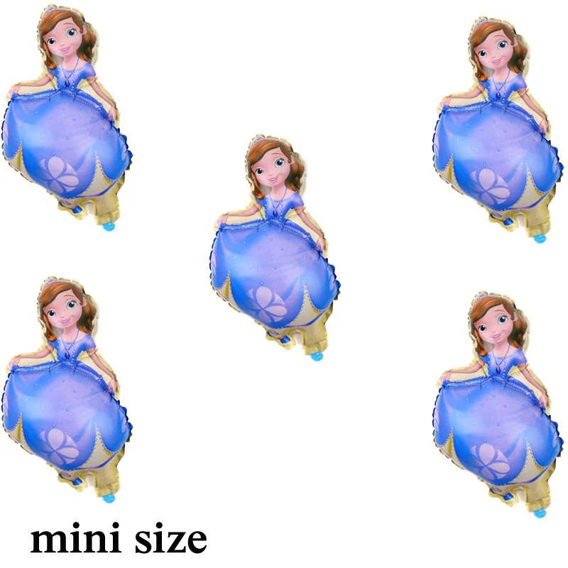 

20pcs/lot hand stick balloon princess sofia balloon handheld toys mini size foil material sofia birthday balloon party supply