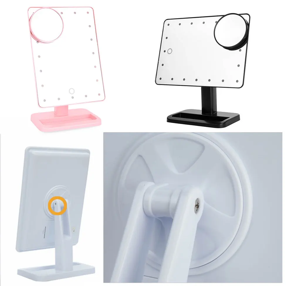 

LED Touch Screen 20 Light Makeup Mirror Table Desktop Makeup Magnifying Mirrors Vanity Adjustable Mirror