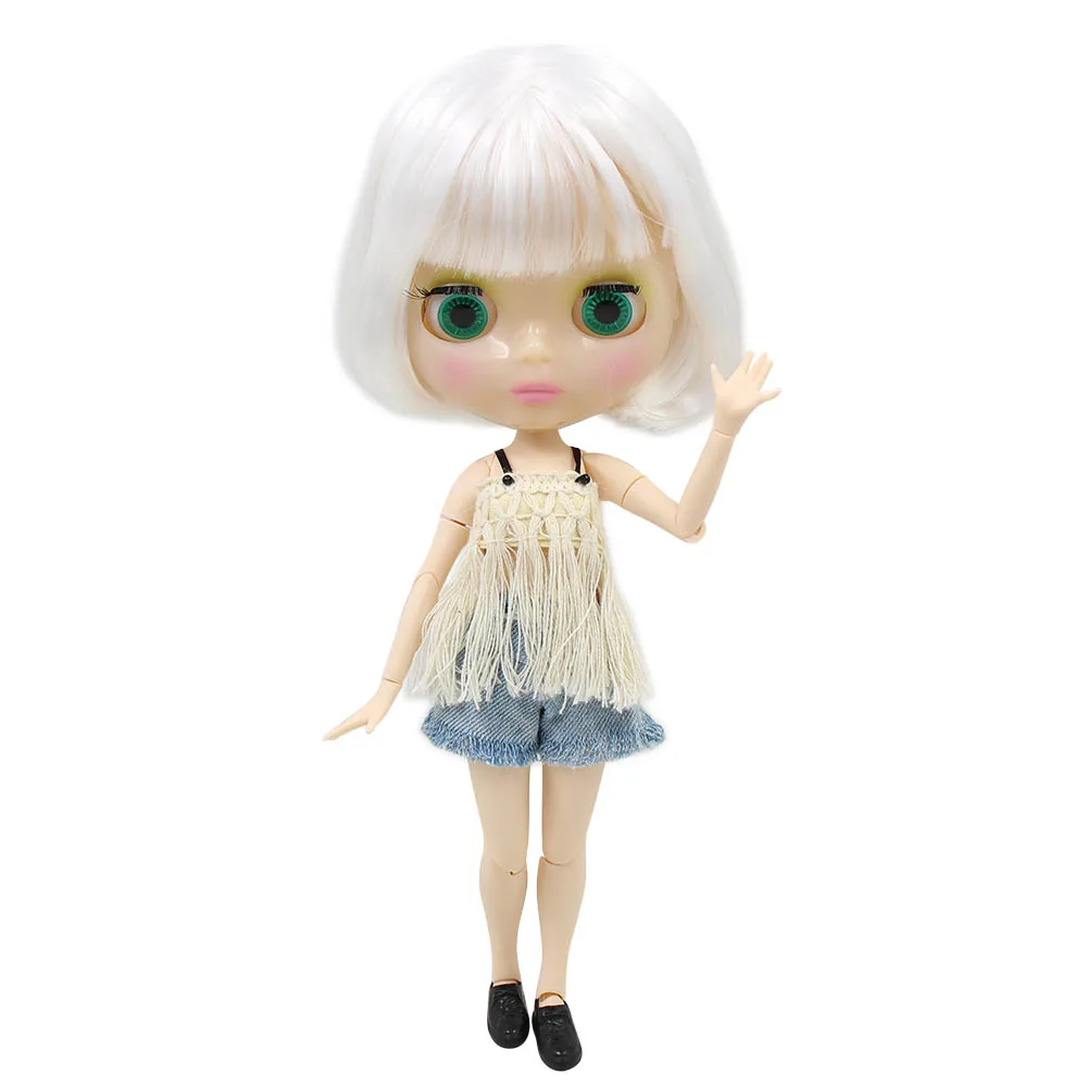 Кукла Blyth телесный белый короткие волосы bobo с челкой прозрачная белая кожа