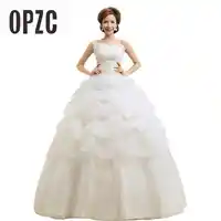 Hot Sale champagne White Wedding Dress Sweetange Korean Style Romantic Ruffles Lace and zipper Princess Red Vestido De Noiva