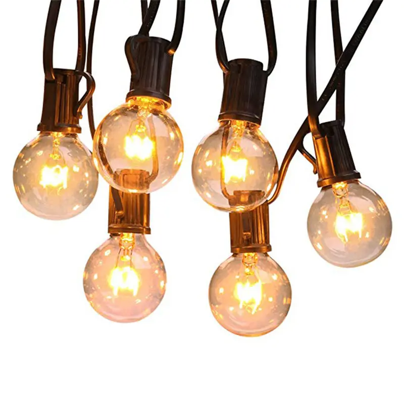 

UK PLUG 25Ft G40 Globe String Lights with Clear Bulbs UL listed Backyard Patio Lights Decor Lamp string lights set 40JA11