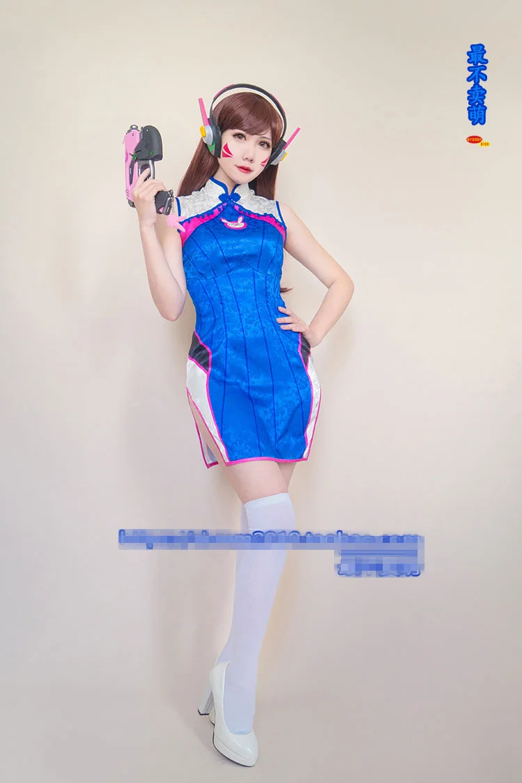 OW D. VA DVA голубой костюм для косплея Cheongsam