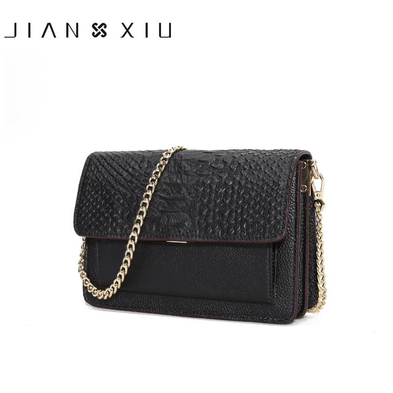 

JIANXIU Fashion Women Messenger Bags Chain Design Genuine Leather Shoulder Crossbody Bag Crocodile Pattern 2018 Small Cover Bags