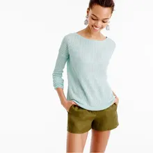 100 кашемировые свитера для женщин s Весна женский свободный пуловер вязаный в рубчик с круглым вырезом и длинным рукавом Зеленые женские свитера и пуловеры