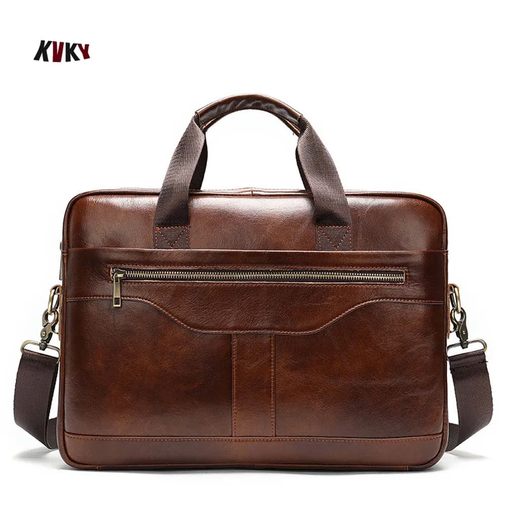 

Genuine leather men's Briefcase vintage business computer bag fashion messenger bags man shoulder bag postman male Handbags