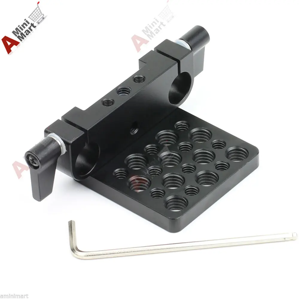 

Tripod Rod Clamp Cheese Mounting Plate fr DSLR Rig Follow Focus 15mm Rod Support