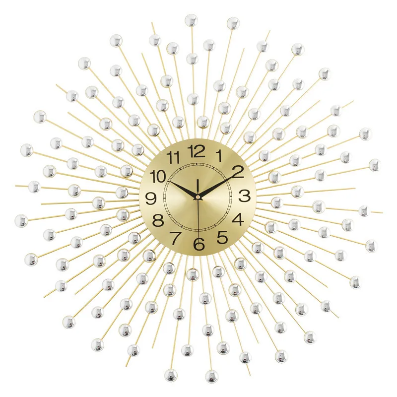 Скандинавские минималистичные креативные металлические стразы настенные часы современный дом гостиная немой часы модные декоративные кварцевые часы - Цвет: 7070CM