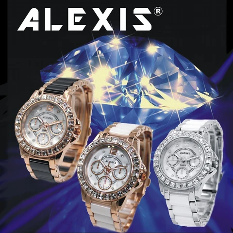 Cristal de Cerâmica Resistente à Água Melhor Pulseira Relógio Mulher Senhoras Relógios Alexis Marca Fw830