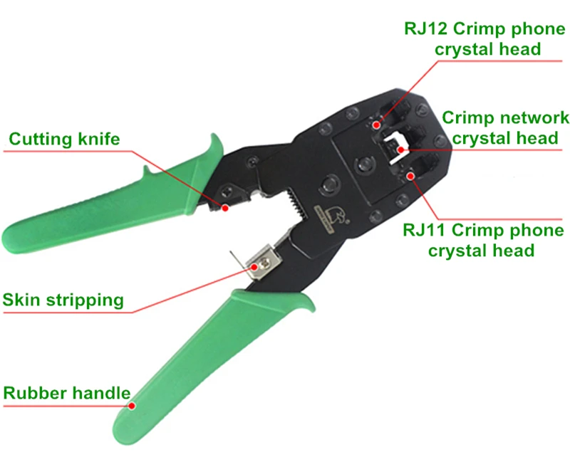 3-в-1 сети обжимные клещи RJ45/RJ11/RJ12 инструмент для зачистки проводов кабеля электрика гаджет с 10 шт. сетевая кристаллическая головка