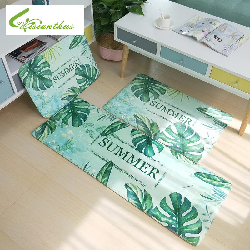 

Kitchen Mat Cheaper Anti-slip Modern Rugs Living Room Balcony Bathroom Carpet Tropical Plants Flamingo Print Doormat Bath Mat