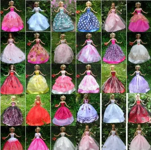 

5 Pcs 1/6 Fashion Doll Clothes DIY Girl Playhouse Toys Gifts Dresses Grows Outfit for 30cm doll Handmade dress for barbie