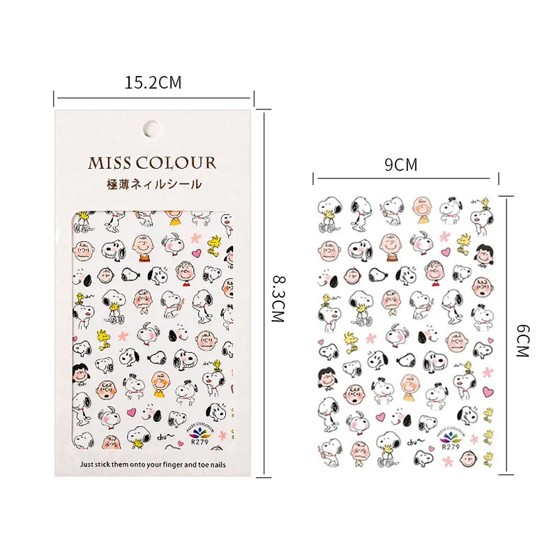 New Snoopy nail sticker mm bean summer small fresh flowers cartoon character stickers nail patch Cute nail sticker