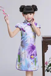 Китайский детское платье дети хлопок Cheongsam Размеры 90 см-150 см