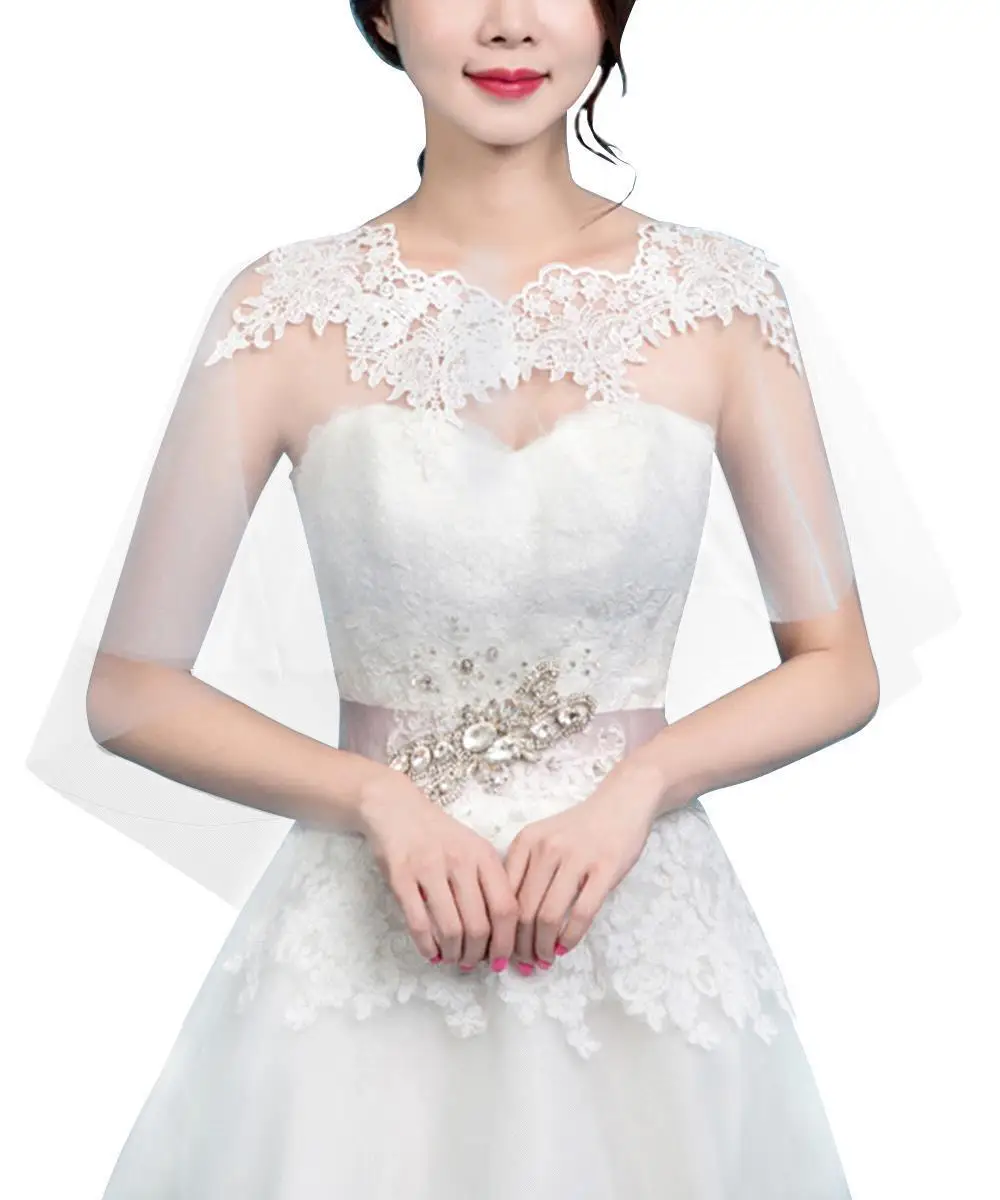White Ivory Organza Bolero Coat Wedding Accessories Bridal Shawl/Wraps/Jacket 