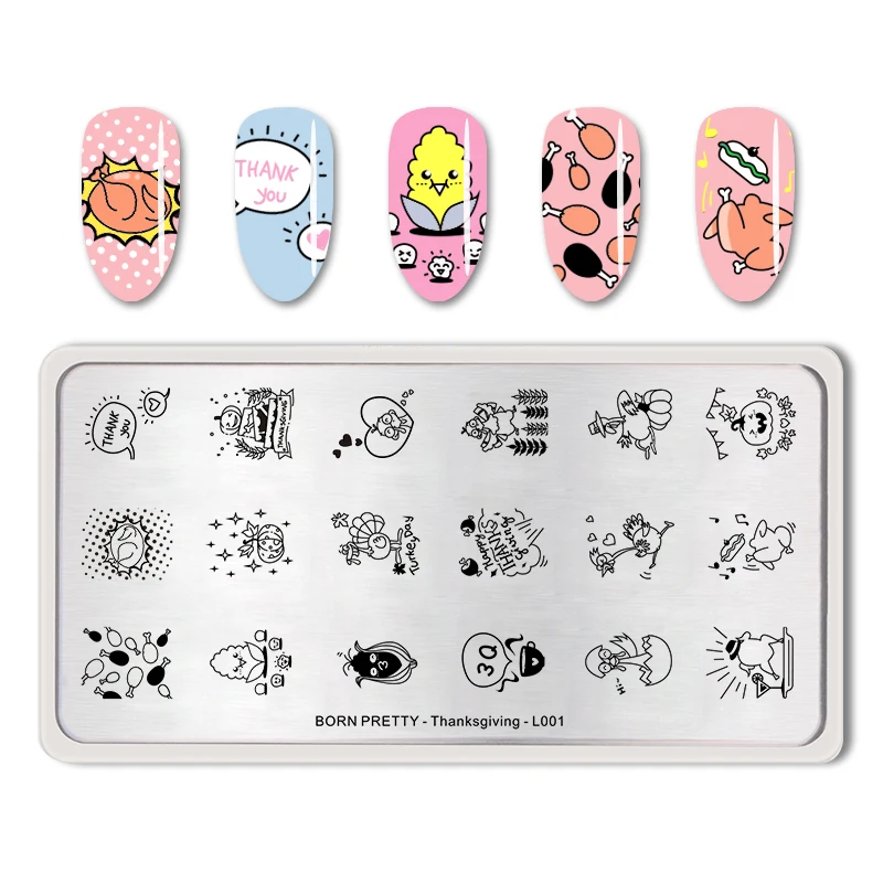 

BORN PRETTY 12x 6cm Animal Pattern Rectangle Nail Stamping Template Thanksgiving Nail Art Stamping Plates Image Plate Nail Art