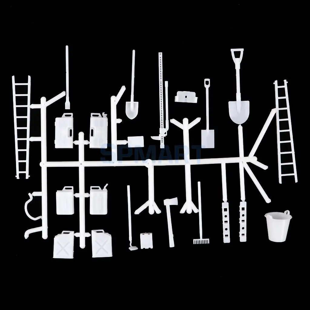 1/16 6WD 4WD 2.4G RC Military Truck Tools Oil Tank Bucket Ladder Shovel Model for WPL Body Decor