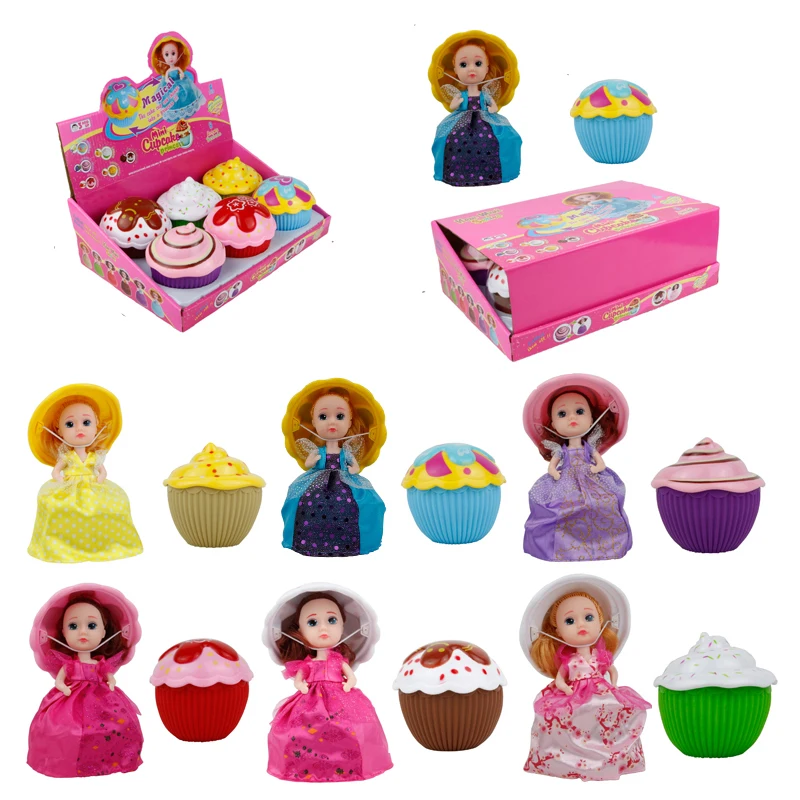 

6pcs Big Size Surprise Cupcake Doll Toys Magic Princess Cupcake Dolls Scented with Dress for Girls Pretend Play Gift 15cm