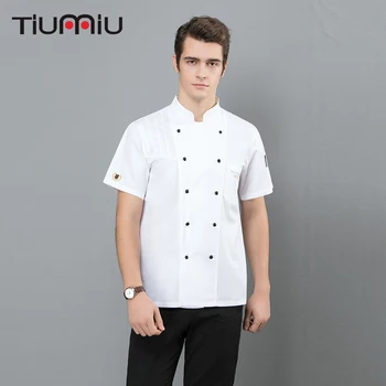 

High Quality Chef Jacket Cool Barbr Short Sleeve Cake Coffee Fast Food Service Restaurant Kitchen Men Women Work Clothes Shirt