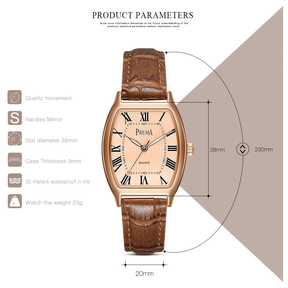 Relogio feminino Према Для женщин Часы Montre Femme MARQUE De Luxe кожаный ремешок защитный Форма