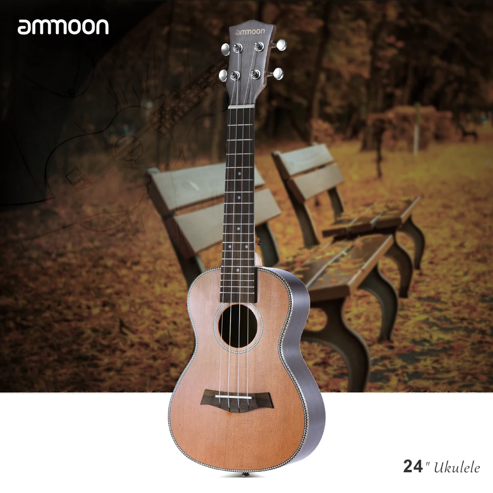 Ammoon 2" Ukelele 18 Лады 4 струны Корейская сосновая акустическая концертная Гавайская гитара Uke деревянная Окума шеи Rosewood гриф