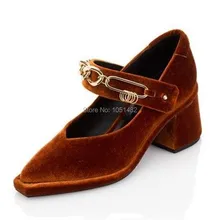 Mary Jane Mode Spitz Frauen Pumpt Reizvolle Metall Decor High Heels Hochzeit Kleid Schuhe Frau Samt Valentine Schuh