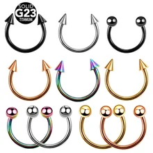 Piercing de titânio circular, anel de nariz e septo, nariz, g23, cartilagem da orelha, joia de corpo tragus, 1 peça