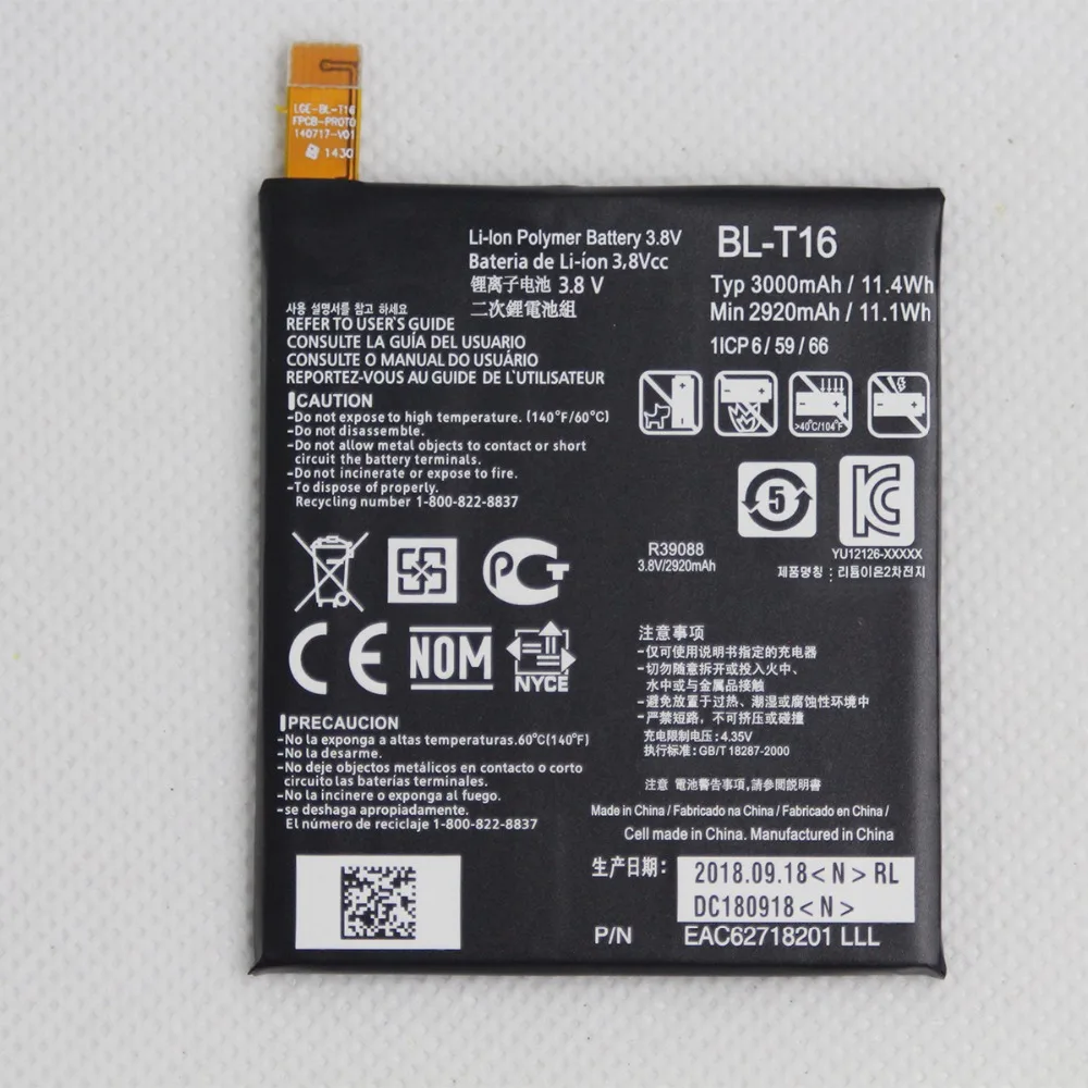 

BL-T16 Lithium Battery For LG G Flex 2 H950 H955 H959 LS996 US995 battery Real Capacity 3000mah Mobile Phone Battery + Tools