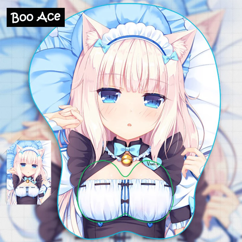 NEKOPARA-Vanilla аниме 3D в виде груди игровой коврик для мыши подставка для запястья с гелем силикагель 2WAY ткань Косплей Большой размер 33*27*2,8 см