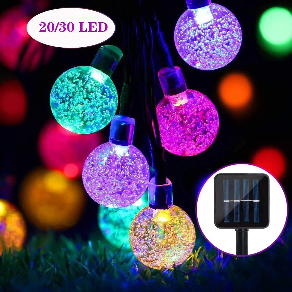 

5M 6M LED Solar Power Ball Lamp Garden Decoration String Lights For Outdoor Waterproof Holiday Party Solar Atmosphere Light
