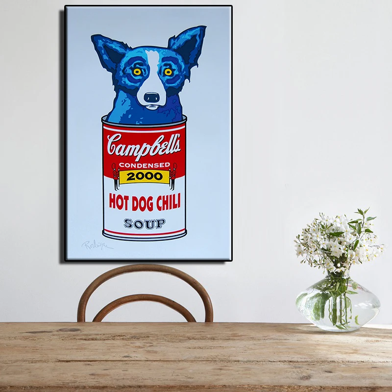 

American Style Animal Dog Oil Painting Modern pop elements wall HD canvas printing art Giclee home decoration murals no frame