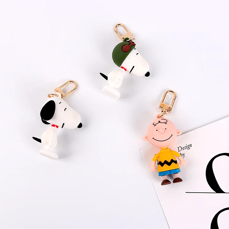 

High Quality 2019 New Cute Cartoon Charlie Brown Key Chain For Ladies Creative Car Bag Charms Accessories Anime Keychain Boyfri