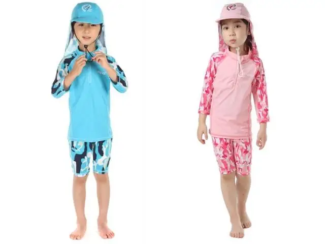 Children UPF 50+ Anti-UV Clothes Long Neck Curtain Sun Hat Kids Sport Sunshade Caps Outdoor Hood Beach Suits Mountain Equipment