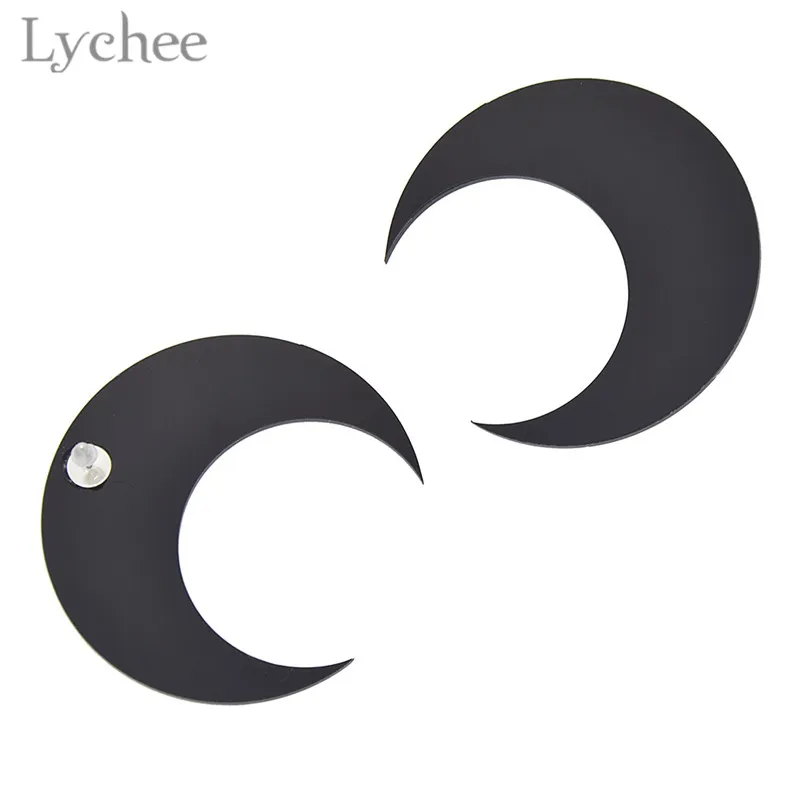 Lychee, трендовые акриловые большие черные женские серьги-гвоздики с рисунком Луны, готические серьги-гвоздики в стиле панк, ювелирные изделия для женщин