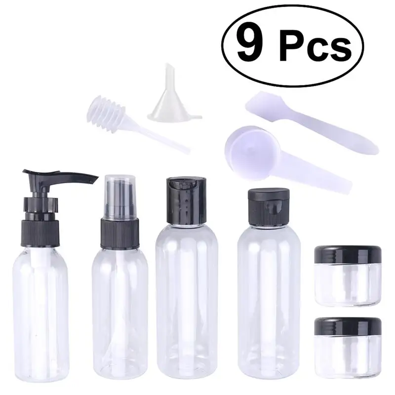 9pcs Refillable Bottles Toiletries Liquid Containers Leak Proof