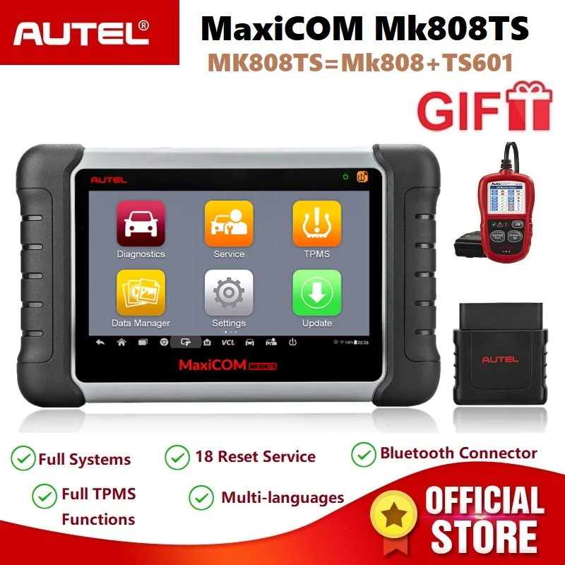 

Autel MaxiCOM MK808TS as MK808 add TS601 TPMS Service OBD2 Car Diagnostic Tool OBD 2 Scanner Key Coding PK Maxisys MS906TS