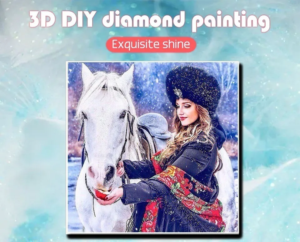 HUACAN Алмазная Картина лошадь полная квадратная Алмазная мозаика вышивка стразами девушка вышивка крестом зимняя картинка Стразы