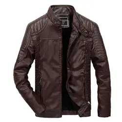 Искусственная кожа куртка Для мужчин 2018 осень-зима Повседневное куртка из искусственной кожи мотоциклетная куртка Для мужчин Винтаж кожа